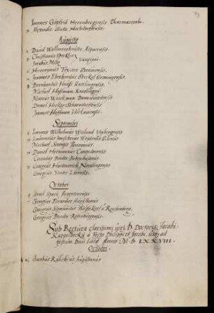Winterhalbjahr 1577/1578. Rektorat Jakob Cappelbeck