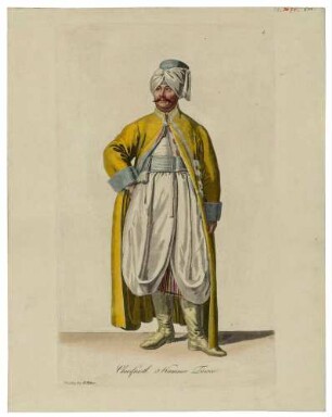 Ein kurfürstlicher Kammertürke am Hof in Dresden in typischem Kostüm, Blatt 1 aus der Folge von Kostümen in Sachsen bei Rittner 1803-1808