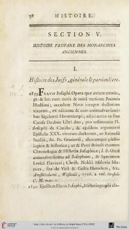 Section V: Histoire profane des monarchies anciennes