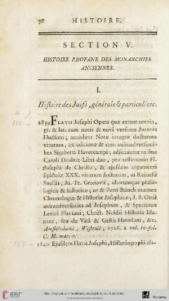 Section V: Histoire profane des monarchies anciennes