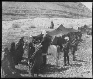 Beduinenlager im w. [wadi] el-rar, Dalm. [Gustaf Dalman], Schm. [Hans Schmidt], Schlatter [Theodor Schlatter]