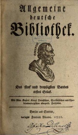 Allgemeine deutsche Bibliothek. 35. 1778