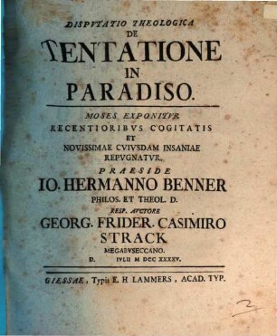 Disp. theol. de tentatione in paradiso