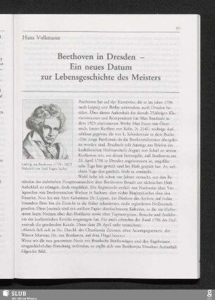 Beethoven in Dresden - Ein neues Datum zur Lebensgeschichte des Meisters
