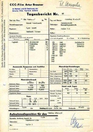 Tagesbericht Nr. 16 vom 15.09.1956