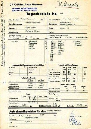 Tagesbericht Nr. 16 vom 15.09.1956