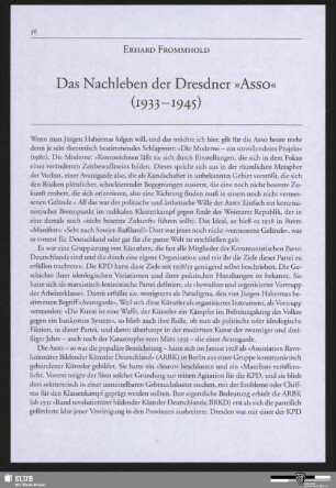 Das Nachleben der Dresdner "Asso" (1933-1945)