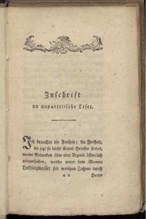 Zuschrift an unparteiliche Leser