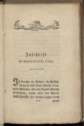 Zuschrift an unparteiliche Leser