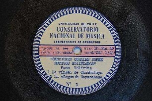 Canciones corales sobre motivos Bolivianos : 1. La virgen de Chuchulaya ; 2. La virgen de Copacabana : für 3stimmigen Frauenchor