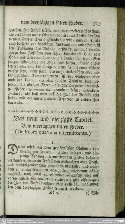 Das neun und vierzigste Capitel. Vom viertägigen kalten Fieber. (De Febre quartana intermittente.)