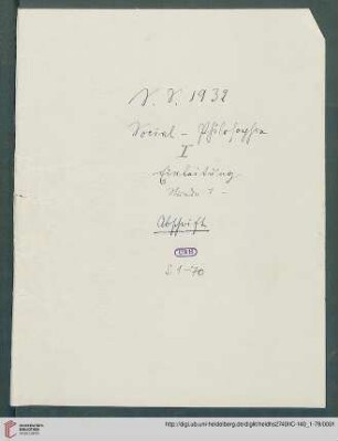 S.S. 1932 Social-Philosophie I. Einleitung (Manuskripttitel)