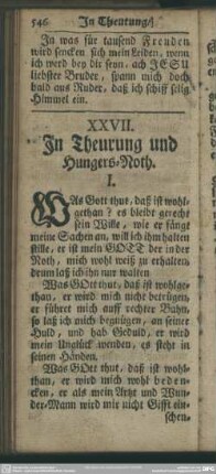 XXVII. In Theurung und Hungers-Noth