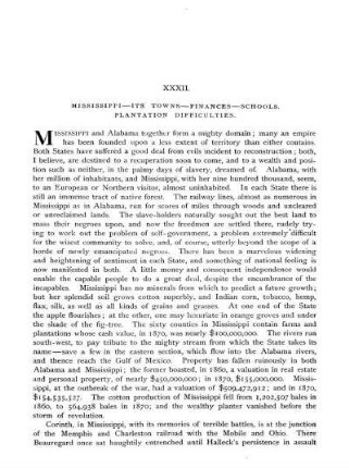 Mississippi - Its Towns - Finances - Schools - Plantation Difficulties
