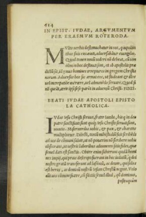 In Epist. Iudae, Argumentum Per Erasmum Roteroda.