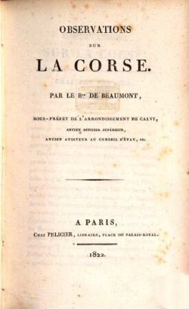 Observations sur la Corse