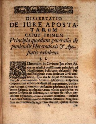 Biga Dissertationum Juridicarum, quarum altera est De Jure Apostatarum, altera De Incorporatione Provinciarum Et Territoriorum Germaniae