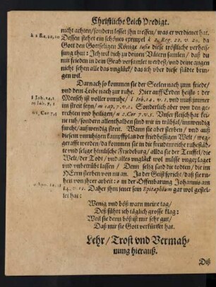 Lehr/ Trost und Vermahnung hierauß.