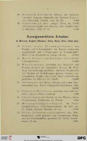 Kunstgewerbliche Arbeiten in Bronze, Kupfer, Marmor, Glas, Bein, Zinn, Holz usw. (Nr.63-101)