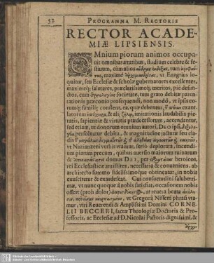 Programma M. Rectoris Rector Academiae Lipsiensis