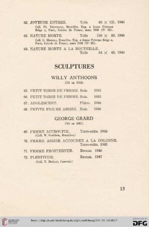 Sculptures (Nr. 65-72)