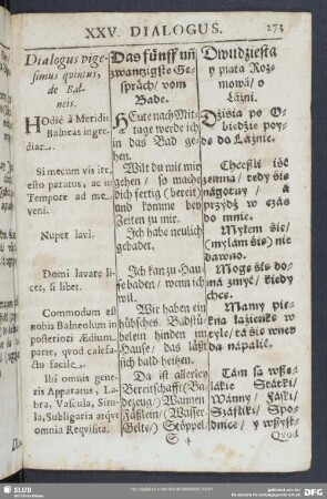 Dialogus vigesimus quintus, de Balneis