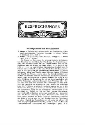 Besprechungen : Philosophische und Pädagogisches