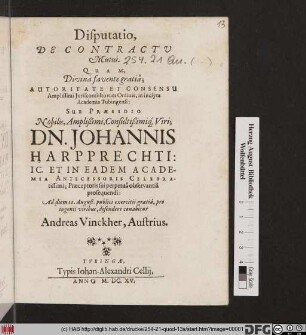Disputatio De Contractu Mutui