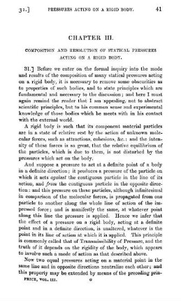 Chapter III. Composition and resolution of statical pressures acting on a rigid body.