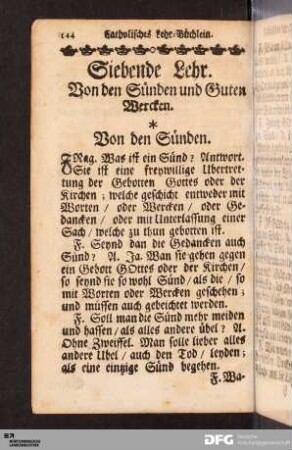 Siebende Lehr. Von den Sünden und Guten Wercken