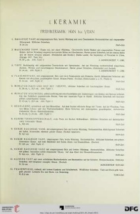 I. Keramik (Nr. 1-193)