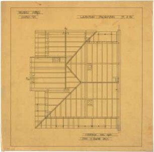 Billing, Hermann; Karlsruhe, Hübschstr. 30; Haus Kassel - Werkplan (Grundriss Dachgesparr)