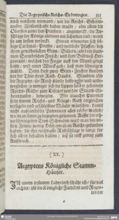 [XX.] Aegyptens Königliche Stamm-Häuser