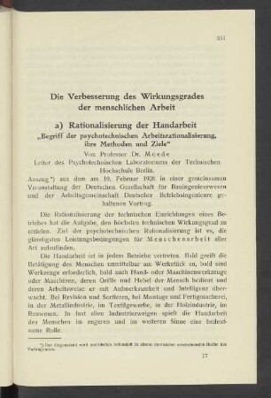 Die Verbesserung des Wirkungsgrades der menschlichen Arbeit