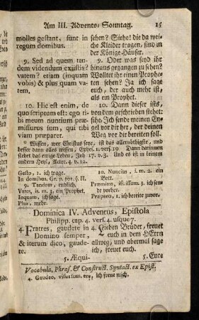15-19, Am IV. Advents-Sonntag