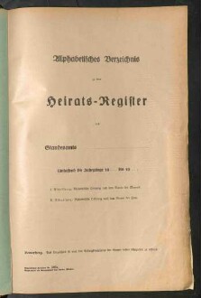 Standesamtsbuch der Stadt Aschaffenburg: Register Eheschließungen 1927 - 1929