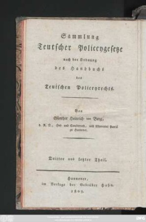 Theil 7 = Theil 3: Handbuch des Teutschen Policeyrechts
