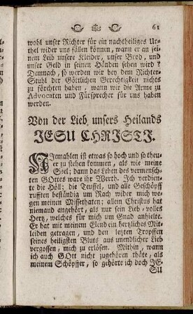 Von der Lieb unsers Heilands Jesu Christi.
