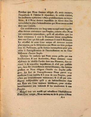 Édit Du Roi, Portant rétablissement de la Cour Plénière