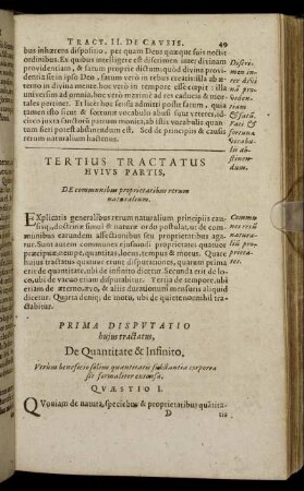 Tertius Tractatus Huius Partis, De communibus proprietatibus rerum naturalium.