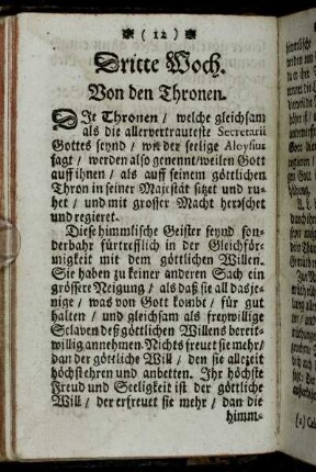 Dritte Woch. Von den Thronen