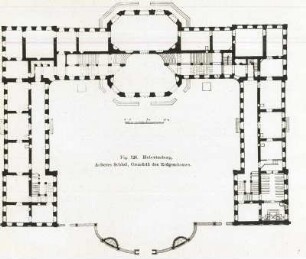 Wermsdorf, älteres Jagdschloss Hubertusburg : Schloss Hubertusburg, Grundriss des Erdgeschosses