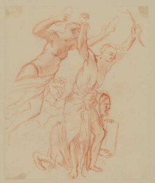 Studien von vier alten, halbnackten Frauen (Harpyen?)