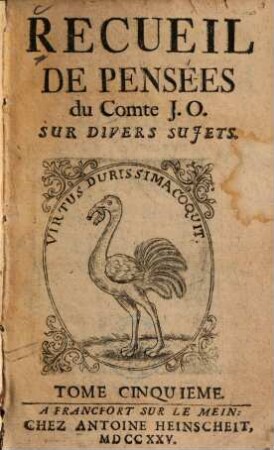 Recueil De Pensées du Comte J. O. Sur Divers Sujets, 5