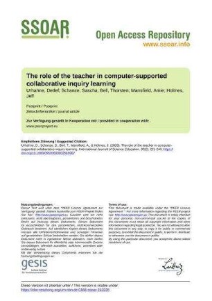 The role of the teacher in computer-supported collaborative inquiry learning