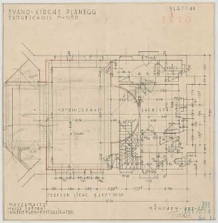 Fischer, Theodor; Planegg bei München (Bayern); Ev. Waldkirche - Grundriss EG