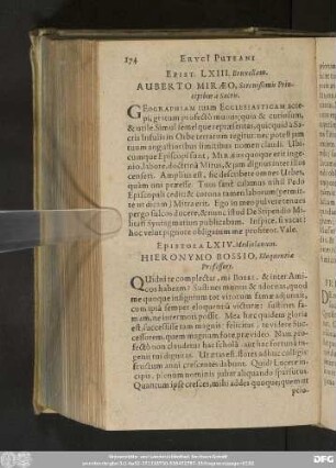 Epist. LXIII. Bruxellam. Auberto Miraeo, Serenißimis Principibus à Sacris.