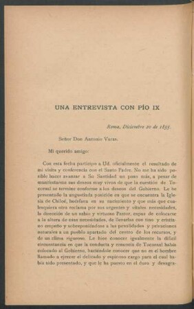 Una entrevista con Pío IX