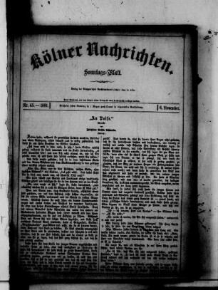 Kölner Nachrichten. Sonntags-Blatt. 1874-1885