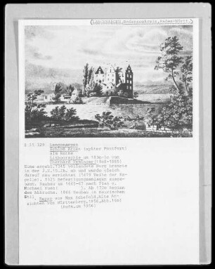 Schloss Argen als Ruine, Repro aus Max Schefold, Alte Ansichten von Württemberg, 1956, Abb. 160